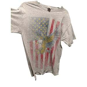 Vintage y2k 90s fruit of the loom americn flag bald eagle biker grunge t shirt